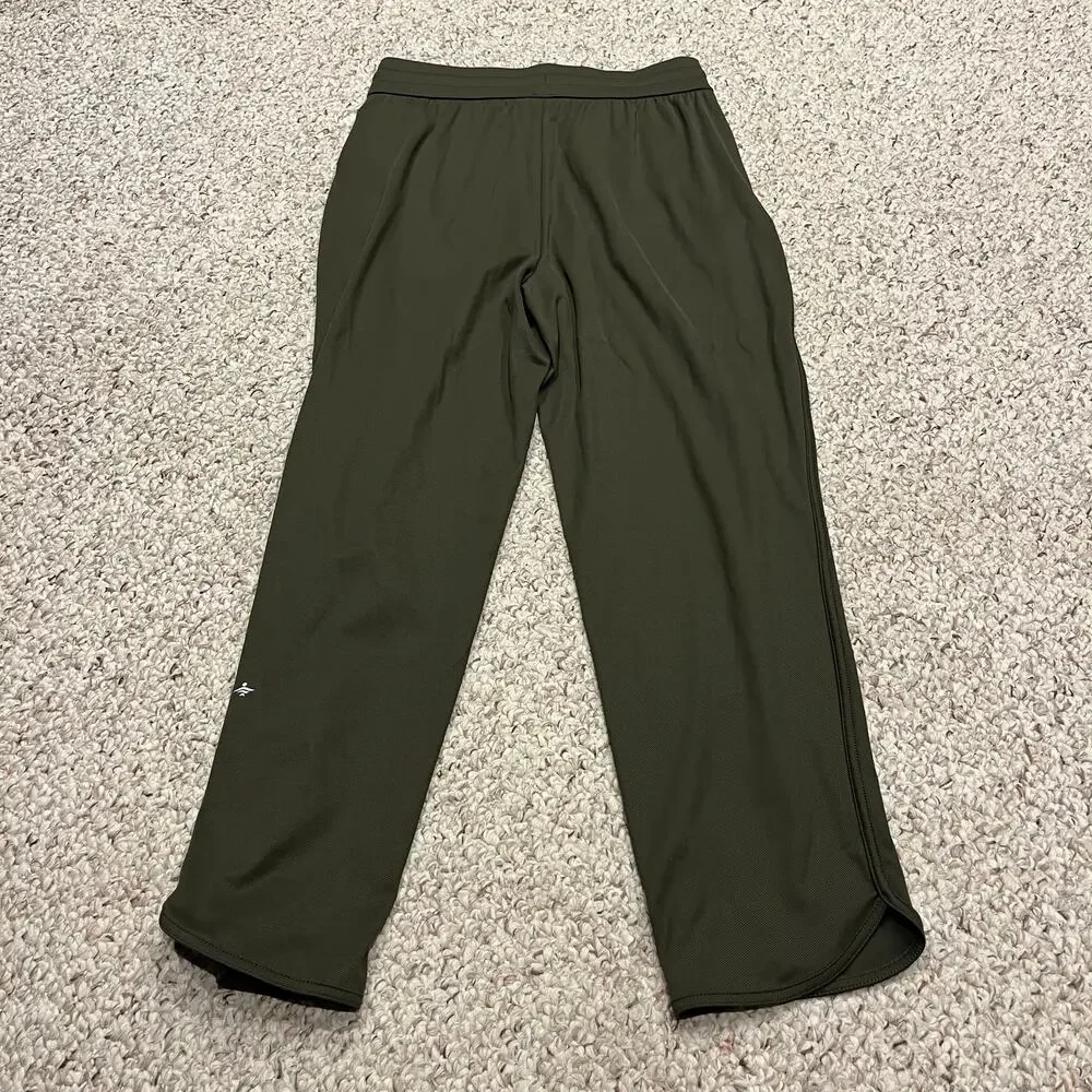 Halara Mid Rise Drawstring Golf Tapered Pants S Green Quick Dry Curved Hem